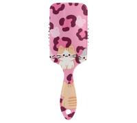 Cartoon Pink Leopard Cats Bowtie anti static brush for men Designed massage brush for hair growth with Ergonomic handle cepillo para peinar