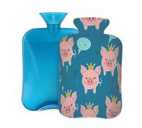 Cartoon Pink Pigs Funny Hot Water Bottle with Cover, 2L Large Capacity Hot Water Bag for Hot Cold Compress, Hand Feet Warmer, Neck Shoulder Pain Relief