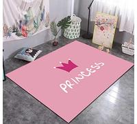 Cartoon Pink Princess Crown Rug Girl Bedroom Decoration, Baby Early Education Toddler Game Toy Rug 80cmx150cm