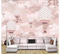 Cartoon Pink Sky Hot Air Balloon Flying Birds 3D Wallpaper Luxury Home Dining Decor Paste Sofa Living Room The Wall for Bedroom Mural-200cm×140cm