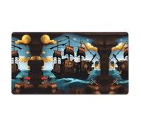 Cartoon Pirate Ship Extra Large Rubber Mouse pad 16x29.5in, Strong Adhesion, Durable, Suitable for a Wide Range of Occasions