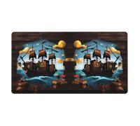 Cartoon Pirate Ship Extra Large Rubber Mouse pad 16x29.5in, Thickened Design, Suitable for Office, Study, Laptop, Thickened Design