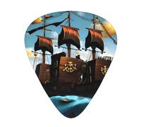 Cartoon pirate ship Guitar picks, 12-pack of wear-resistant guitar picks for guitar, bass, electric guitar, ukulele, thin, medium and heavy