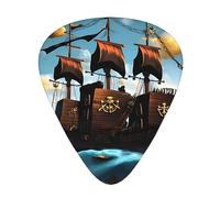 Cartoon pirate ship Guitar picks 12 pieces, ABS material, smooth edges, comfortable feel, 3 optional thicknesses