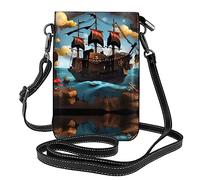 Cartoon pirate ship mobile phone wallet with magnet snap closure, convenient for daily use, shopping or travel