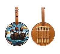 Cartoon pirate ship Printed Golf Tee Storage Bag - Portable Storage, Easily Organize Tees