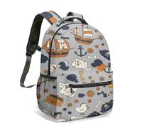 Cartoon Pirate Ship Treasure Map Kids Backpack, 40cm Adventure Rucksack with Pirate Hat Chest Print, School Bag Boys Girls (01)