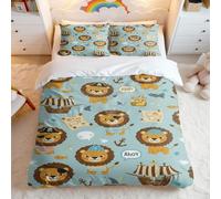Cartoon Pirate Theme Duvet Cover Single Double King, Kids Treasure Map Bedding Set, 3Pcs Pirate Bedding with 2 Pillowcases, Boys Girls Bedroom Decor (Print 5,King + 50x75cm x2)