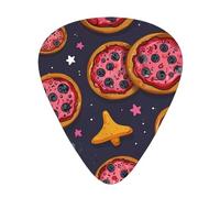 cartoon pizza guitar pick set, 3 different thicknesses, 12 pieces for a variety of instruments