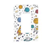 Cartoon Planet Blank Wall Plate Cover, Space Universe Decorative Wall Plate, Easy to Install, Outlet Cover for Home Office Kitchen Apartment