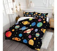 Cartoon Planet Coverless Duvet King - The Vast Universe All Season Duvet Cosy & Lightweight Quilt Washable Comforter with 1 Pillowcases 230x220cm, Black