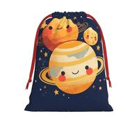Cartoon Planet Drawstring Gift Bag â€“ Premium Polyester Holiday & Party Favor Bag With Full-Print Design, Perfect For Christmas, Halloween, And Promotions