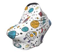 Cartoon Planet Nursing Cover 360° Full Coverage Space Universe Stretch Scarf for Breastfeeding and Car Seat Cover Fit for Most Pushchairs and Prams