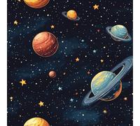 Cartoon Planet Self Adhesive Wallpaper Space Starry Sky Contact Paper Peel and Stick Wallpaper Thicken Waterproof Matte with Sticky Back Canvas Wall Cabinets Furniture Stickers Decorate 0.3×5 m