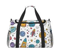 Cartoon Planet Travel Duffle Bag Space Universe Gym Overnight Weekender Bag for Men Women Lightweight Carry On Luggage for Workout Holiday