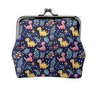 Cartoon Plant Dinosaur Q Print Coin Purse for Women, Kiss-lock Change Purse Wallets, Small PU Leather Coin Purses