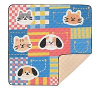 Cartoon Pliad Colorful Animal Cute Large Sturdy Baby Girl Play mat for Indoor Outdoor Non-Toxic foldablummy Time Activity Mat for Babies Infants Toddlers, 50'' x 50''tapete para juegos de