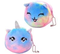 Cartoon Plush Coin Purse, 2Pcs Plush Coin Purse, Unicorn Animals Plush Wallet, Mini Pouch for Coin Set, Portable Coin Money Bags, Gift for Boy and Birthday Girls
