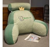 Cartoon Plush Reading Pillow with Ice Silk Cover, Breathable Lumbar Support for Back Pain Relief, Detachable Washable (Small 60cm / Large 70cm) - Cute Anime Bed Rest Pillow(Size:60*40cm,Color:Green)