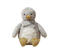 Cartoon Plush Toy Grey Duck Doll - 30cm Stuffed Soft Plushie with Striped Scarf, Cute Sitting Animal Figure, Cozy Plush Doll for Kids Room, Sofa and Bedtime Cuddles