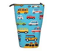 Cartoon Police Car Standing Pencil Case Ambulances Truck Pen Pouch Holder Telescopic Pencil Bag Pop Up Cosmetics Bag Stationery Organizer for School Office Travel