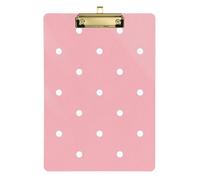 Cartoon Polka Dot Pink Acrylic Legal Size Plastic clipboard Standard Letter A4 Size Hard Board for Nursing Student Trade Quest Gold 12x9in Tabla para escribir