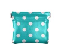 Cartoon Polka Dot Teal Women's Leather Coin Change Purse Cute Card Key Organizers for Women Ladies, Cartoon polka dot teal, 1 size, Print Art, Cartoon polka dot teal, 1 size, Print Art