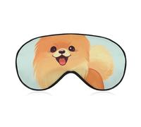 Cartoon Pomeranian Dog Blackout Sleep Eye Mask, Ventilated Fabric, Adjustable Wearing Style, Zero Pressure Sleeping Mask Soft Skin Friendly Eyeshade for Women Men