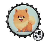Cartoon Pomeranian Dog Bottle Opener Magnetic Beer Bottle Openers for Fridge Magnetic Round Beer Opener Sticker Flat Bottle Openers for Kitchen & Bar,Gift for Beer Lover