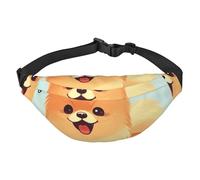 Cartoon Pomeranian Dog Fanny Pack for Men Women Belt Bag Fashion Waist Bag Everywhere Crossbody Bag Wallet Hip Bum Bag with Adjustable Strap Waterproof Chest Bag for Travel Hiking Sports, Black, One