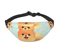 Cartoon Pomeranian Dog Fanny Pack for Men Women Crossbody Waist Bag Everywhere Belt Bag Wallet Hip Bum Bag with Adjustable Strap Casual Chest Bag for Outdoor Hiking Cycling, Black, One Size