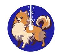 Cartoon Pomeranian Dog Print Christmas Tree Skirt,New Year Winter Christmas Tree Decoration,Suitable For Family Parties