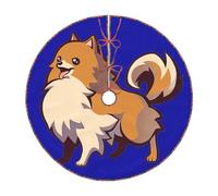 Cartoon Pomeranian Dog Print Christmas Tree Skirt,New Year Winter Christmas Tree Decoration,Suitable For Family Parties