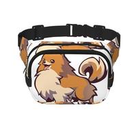 Cartoon Pomeranian Dog Print Stylish and Practical Waist Bag,Adjustable,Perfect for Travel,and Outdoor Activities
