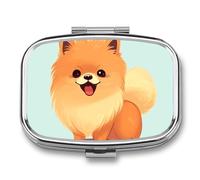 Cartoon Pomeranian Dog Travel Pill Organizer A Daily Pill Box for Supplements 2 Compartment Pill Case Convenient for Carrying and Storing Medicines Box