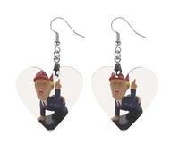 Cartoon President Wooden Earrings for Women, Vintage Elegant Wood Jewelry, Lightweight Earrings for Wedding, Party, Everyday Jewelry Gift, Star, Wood, wood