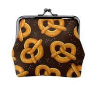 Cartoon Pretzel, PU Leather Coin Purse, Small Wallets, Change Pouch with Kiss Lock Clasp Buckle, Change Purse