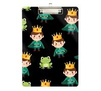 Cartoon Prince Golden Crown Clipboards Cute Clip Board Hardboard Clipboards Standard Size with Low Profile Metal Clip for Teacher Student Lawyer Nurse