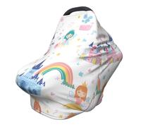 Cartoon Princess Nursing Cover 360° Full Coverage Cute Castle Stretch Scarf for Breastfeeding and Car Seat Cover Fit for Most Pushchairs and Prams