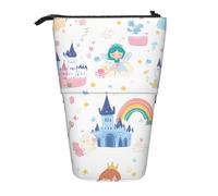 Cartoon Princess Standing Pencil Case Cute Castle Pen Pouch Holder Telescopic Pencil Bag Pop Up Cosmetics Bag Stationery Organizer for School Office Travel