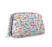 Cartoon Print, Makeup Bag Cosmetic Bag,Celebration Birthday Theme Happy Sketch,Leather Organizer Make Up Bag Reusable Toiletry Bag,Multicolor,S