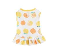 Cartoon Print Pet Dress with Traction Rings - Adjustable Polyester Dog & Cat Skirt for Large Breeds(Lemon,L)