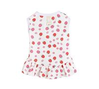 Cartoon Print Pet Dress with Traction Rings - Adjustable Polyester Dog & Cat Skirt for Large Breeds(Small Strawberry,M)