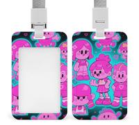 Cartoon Print Retractable ID Badge Holder with Lanyard - Vertical Badge Reel,Keychain Clip,Name Tag Id Card Holder Protector for Nurse Officer Teacher Security Staff Women Men