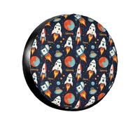 Cartoon Print Space 1 Spare Tire Cover for Trailer RV Truck SUV Spare Tire Cover 15 Inch Car Wheel Cover for Diameter 27.6