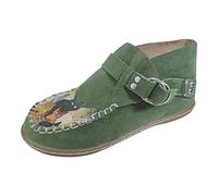 Cartoon Printed Cat Leather Ankle Boots for Women Comfortable Flat Casual Female Button Design Fashion Footwear (Green, 6)