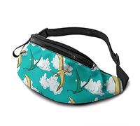 Cartoon Pteranodon Dinosaur Fanny Pack Waist Bags for Women & Men, Casual Belt Bag Crossbody Bum Bag with Adjustable Strap for Outdoors Running Hiking