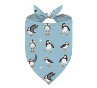 Cartoon Puffin Dog Bandana, Cute Pet Kerchief with Cartoon Puffin Pattern, Adjustable Triangle Dog Scarf, Comfortable Triangle Pet Kerchief for Small Medium Dogs
