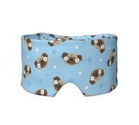 Cartoon Pug Dog Head and Stars Blue Background, Full Eye Covers Light Blocking Eye Mask Sleep Eye and Ear Muffs
