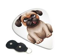 Cartoon Pug Guitar Plectrums, 6 Guitar Plectrums, Double Sided Printing, For Acoustic Guitar, Bass, Ukulele, Electric Guitar (0.46 Mm 0.71 Mm 0.96 Mm)